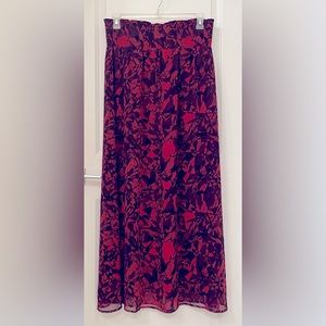 Hinge Red and Black Printed Maxi Skirt Size L - NWT